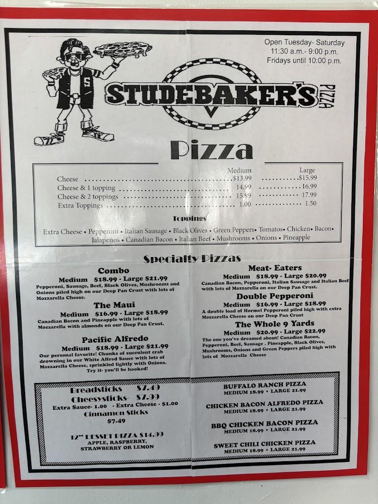Studebaker's Pizza Menu image 3
